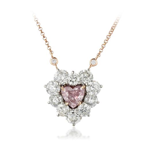 Carat Fancy Purple-Pink Heart-Shaped Diamond Necklace