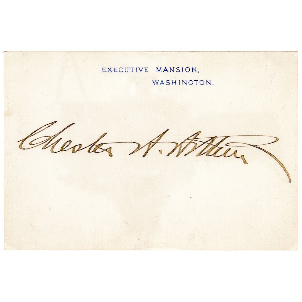 President CHESTER A. ARTHUR Executive Mansion Washington. Signed Card/AuctionDaily