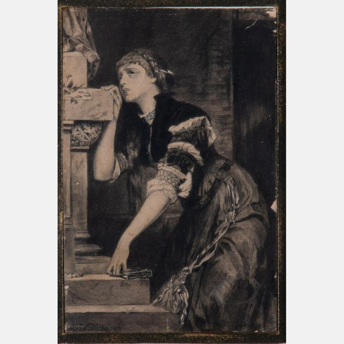 ANTON WIDLICZKA (WIDLICKA), (19TH CENTURY) - WOMAN LAMENTING/AuctionDaily