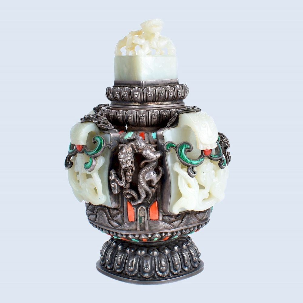 18th/19th C. Chinese/Tibetan Covered Urn / AuctionDaily