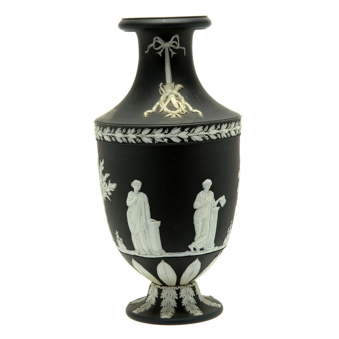 Wedgwood Black Basalt Classical Vase/AuctionDaily