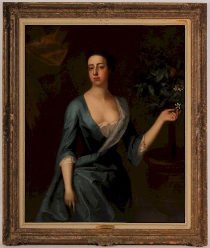 Attrib Godfrey Kneller 1646-1723 Lady in Blue O/C/AuctionDaily