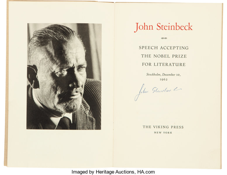 ohn Steinbeck Signed Copy of Speech Accepting the Nobel Prize in Literature Stockholm/AuctionDaily
