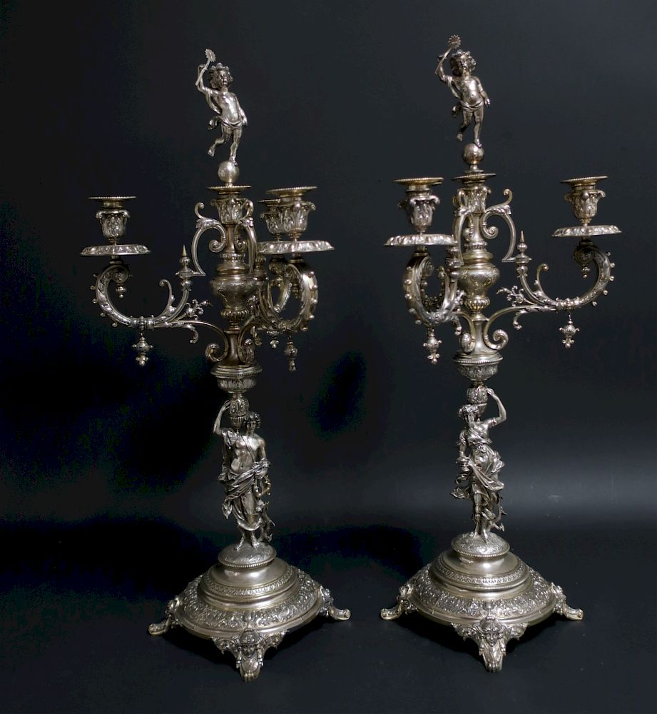 Pr. Bruckmann & Sohne Silver Figural Candelabra/Auctiondaily