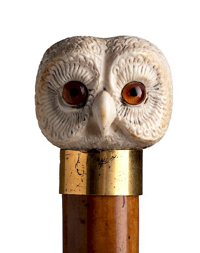 Antique ivory mounted walking stick cane - Germany early 20th Century