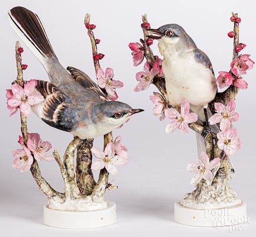 Pair of Royal Worcester Mockingbirds