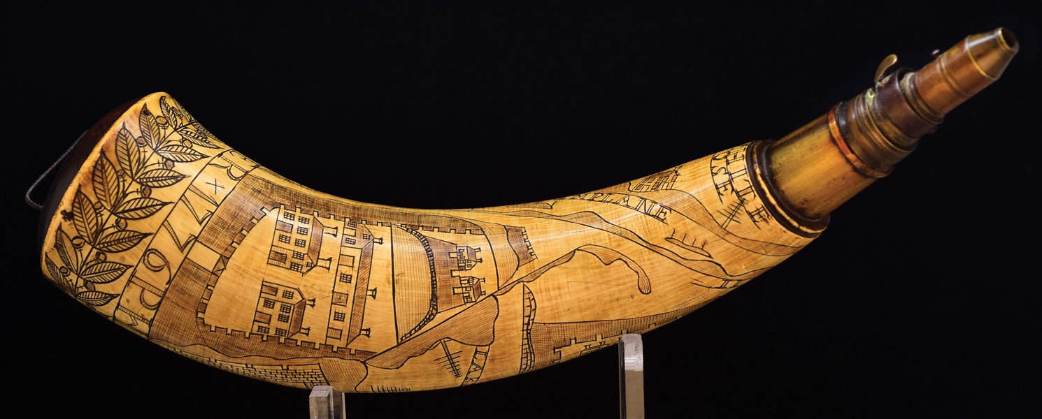 WELL-DOCUMENTED ENGRAVED NEW YORK FORT GEORGE POWDER HORN OF PHILLIP ULMER, DATED 1776/AuctionDaily
