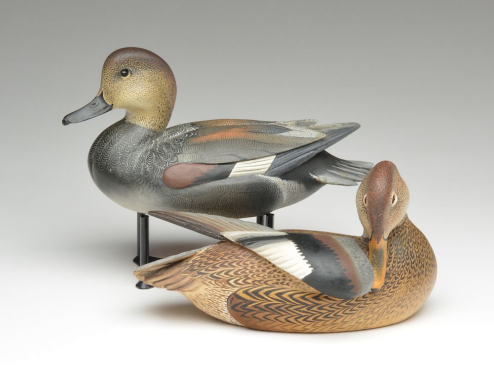 Very rare pair of decorative gadwall, Ward Brothers, Crisfield, Maryland/Auctiondaily