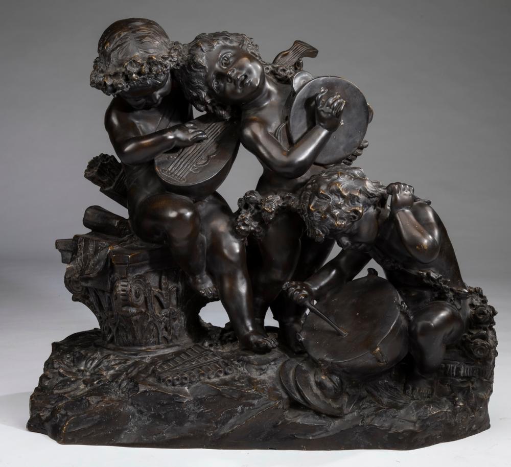Astride Petrelli signed bronze, 19th c., 27"w/AuctionDaily