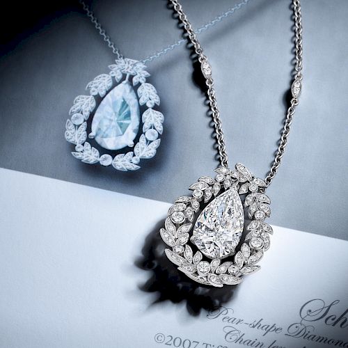 Tiffany & Co. 3.96-Carat Pear-Shaped Diamond Necklace with Ring Mounting