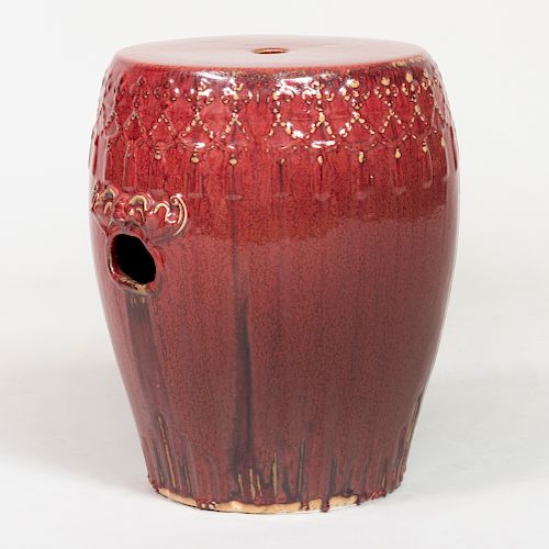 Chinese Red Glazed Pottery Garden Seat