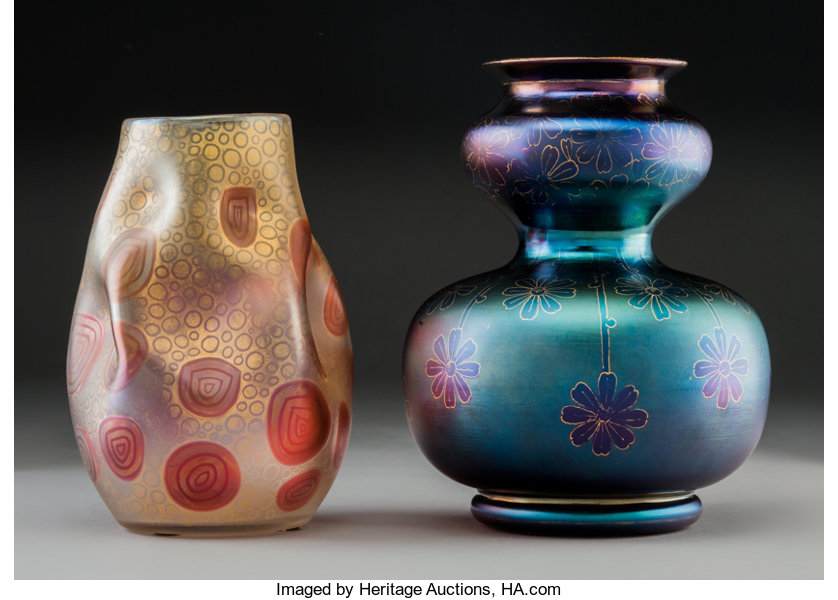 Two Austrian Glass Vases, circa 1900.