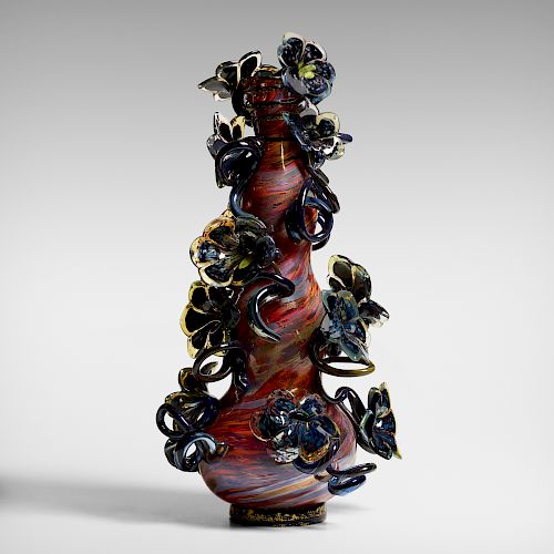 Dale Chihuly, Scarlet Lake Swirled Venetian with Flowers