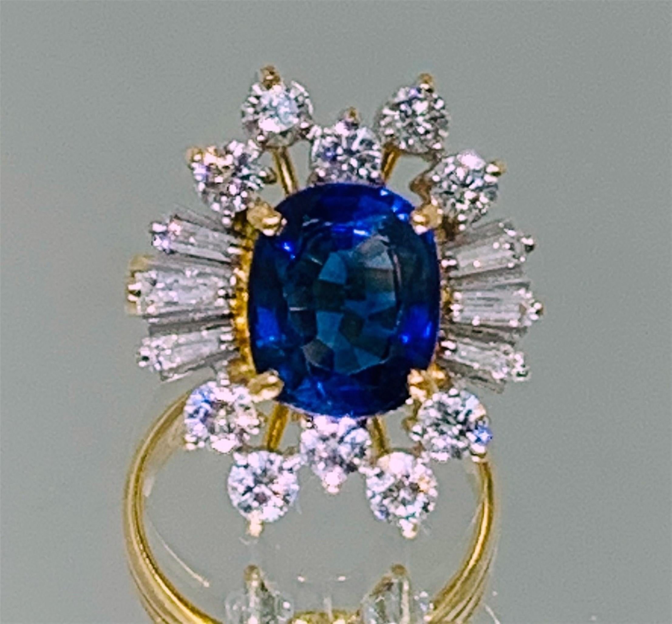 22KT GOLD SAPPHIRE & DIAMOND RING (8.60 GRAMS)