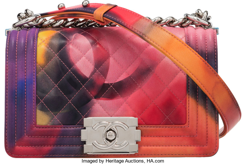 Chanel Flower Power Quilted Lambskin Leather Small Boy Bag. Condition