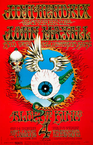 A Jim Hendrix Experience Fillmore And Winterland Concert Poster BG-105 2nd Printing