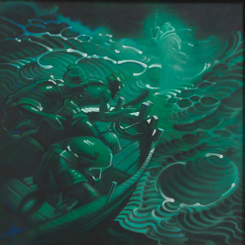 A RICK GRIFFIN PAINTING OF THE COVER ILLUSTRATION OF THE BOOK GOSPEL OF ST JOHN BY CHUCK SMITH