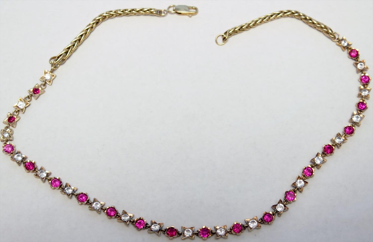 14k Gold Necklace – Ruby & White Sapphire