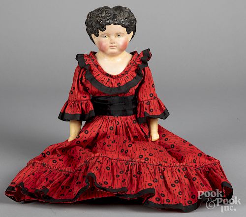 Greiner-type papier-mâché head and shoulder doll