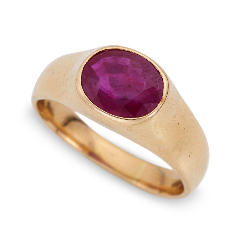 A fourteen karat gold and ruby ring