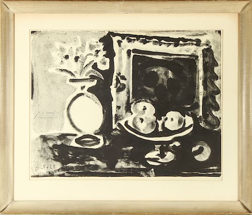 Pablo Picasso Still Life B&W Lithograph Mourlot 73