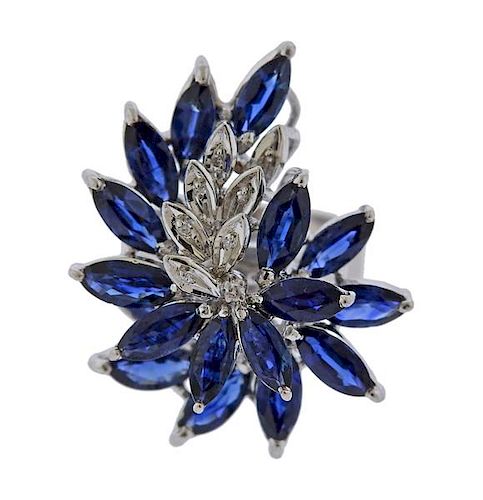 18K Gold Diamond Sapphire Ring