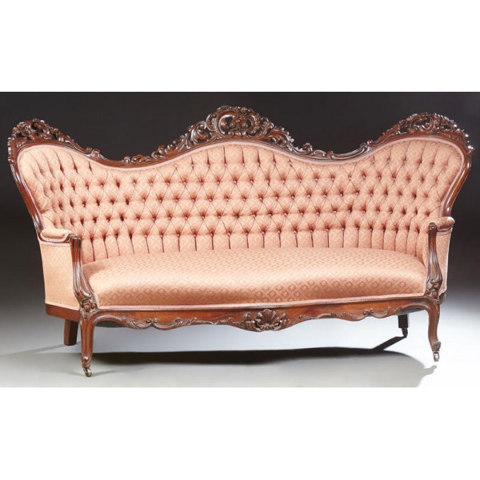 American Victorian Carved Walnut Settee