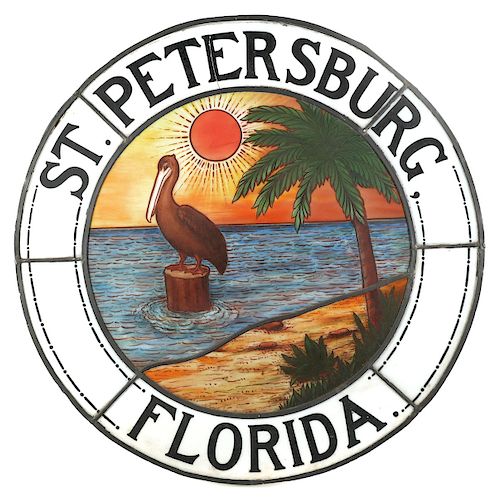 ST. PETERSBURG City Hall Leaded Glass Sign