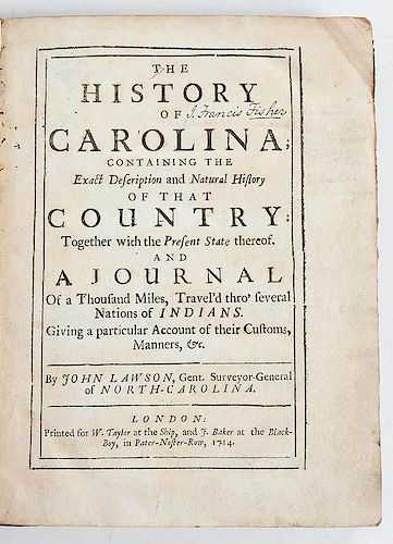 Lawson's History of Carolina, 1714 and 1860