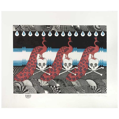 PEDRO FRIEDEBERG, Memento mori, Firmado, Grabado P. T. 8 / 8, 37 x 50.5 cm