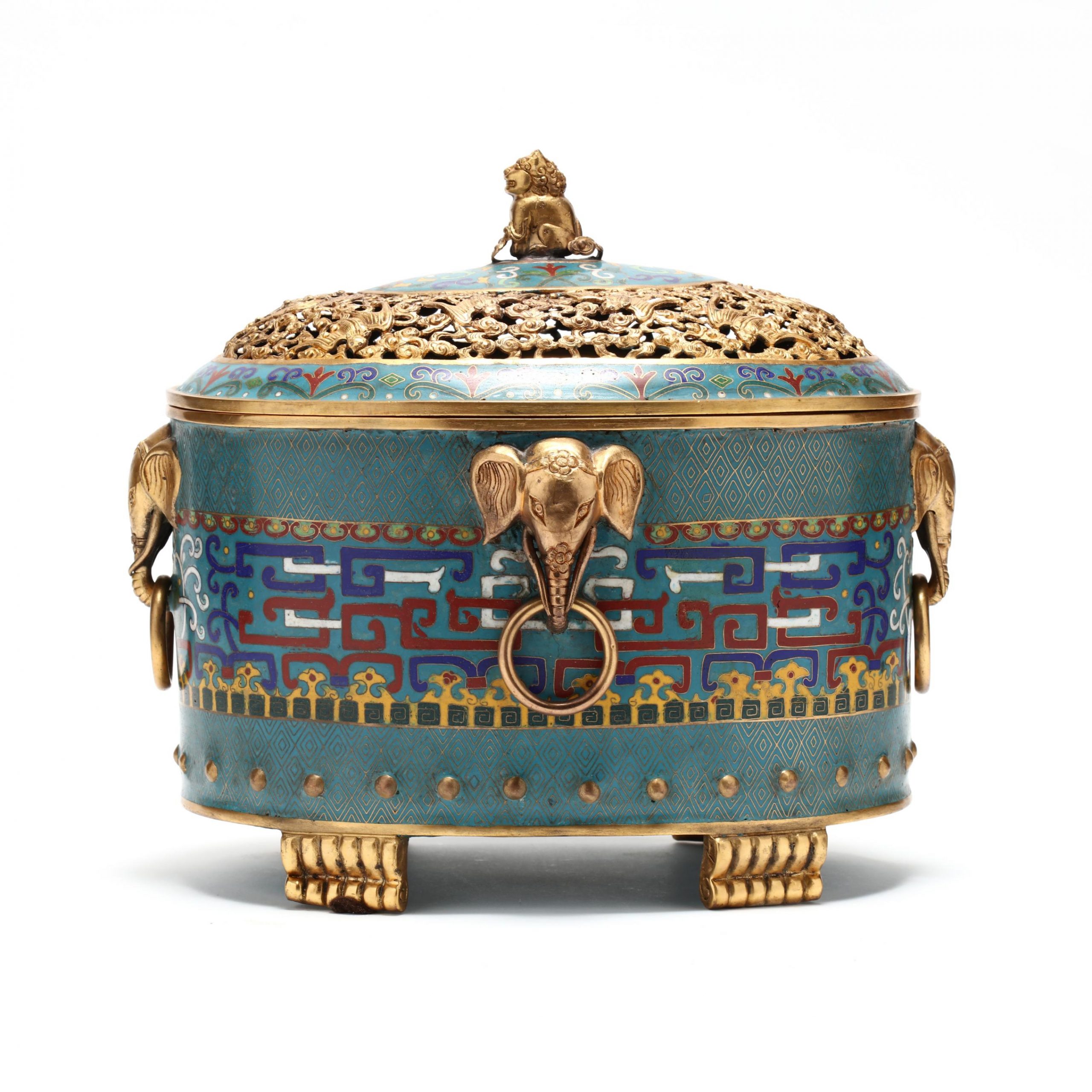 A Chinese Cloisonne Censer with Cover