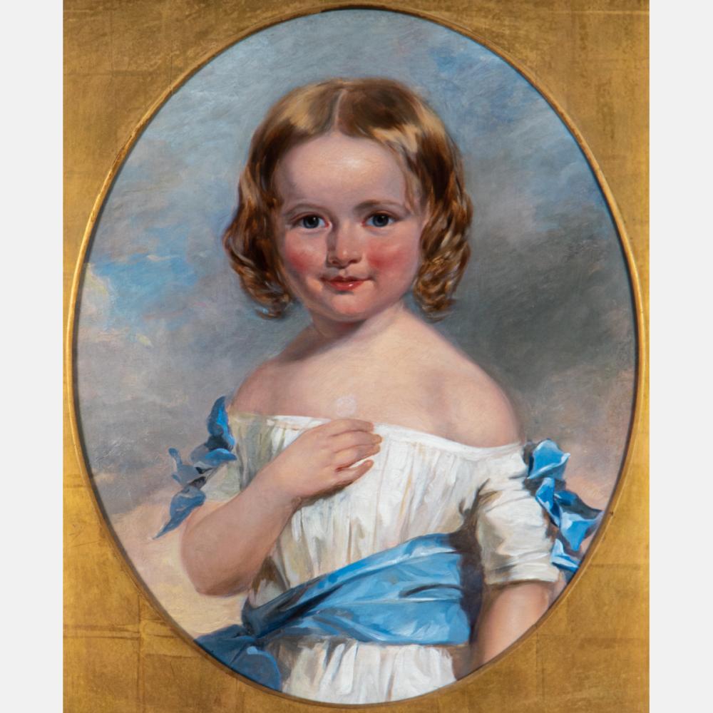 Henry Inman (American, 1801-1846) Portrait of a Young Girl in a White Dress, Oil on canvas