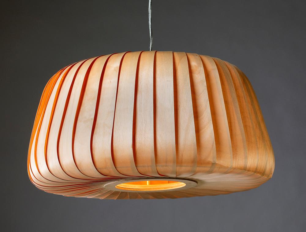 Danish Modern style birch wood pendant light