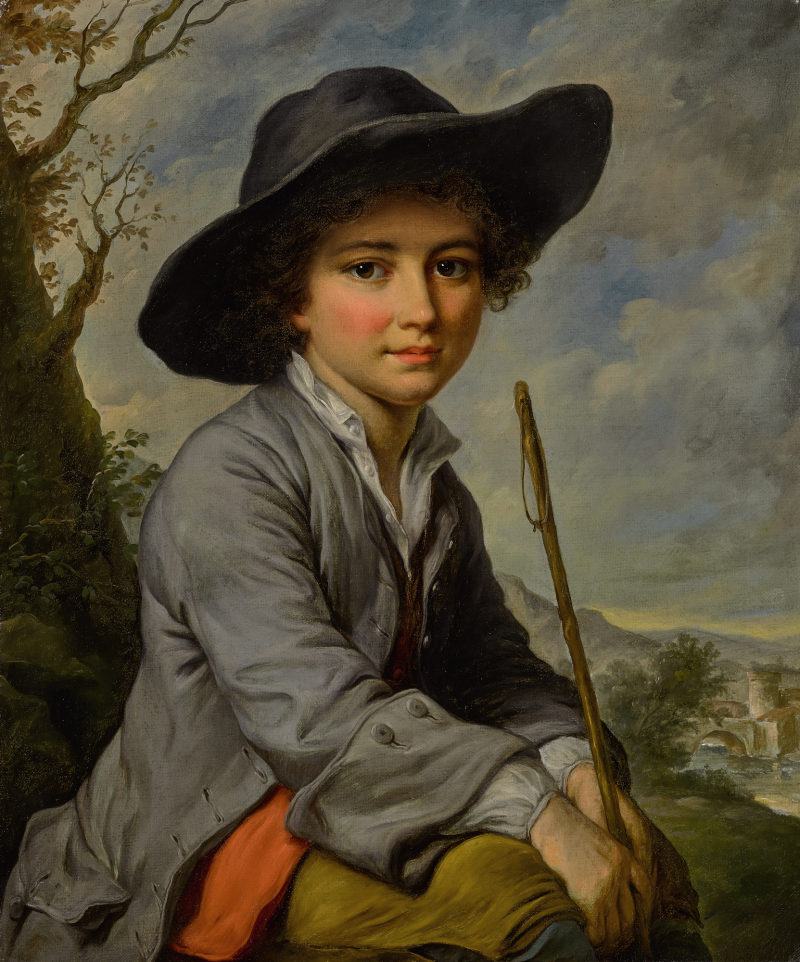 Catherine Lusurier - A Young Boy Seated In A Landscape, Three-quarter Length