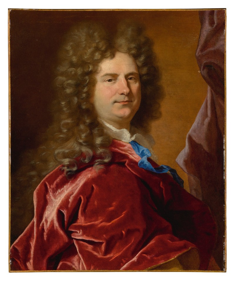 HYACINTHE RIGAUD - PORTRAIT OF A GENTLEMAN, HALF-LENGTH, IN A RED MANTLE