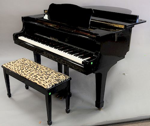 Yamaha black lacquer Grand piano with bench, G3