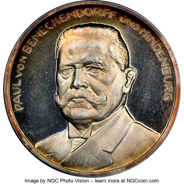 Germany- Weimar Republic silver Paul von Hindenburg Medal 1925 MS64 NGC