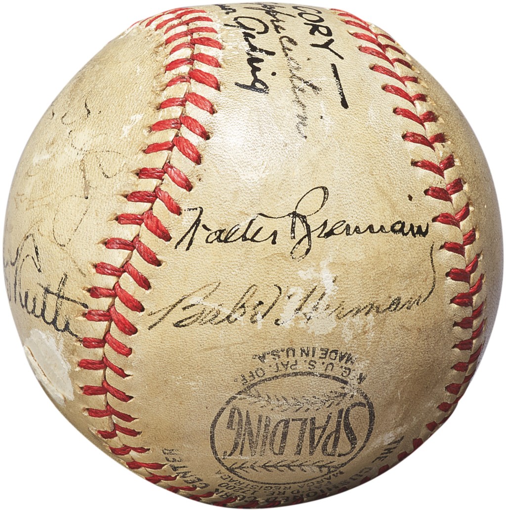 Baseball signed by Babe Ruth and others involved in the film The Pride of the Yankees