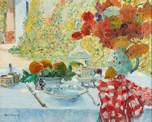 Louis Abel-Truchet Le Dejeuner au Jardin Oil on Canvas