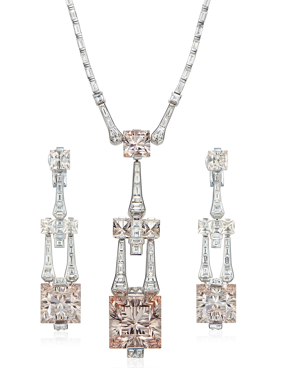 Gucci Morganite And Diamond Necklace And Earrings