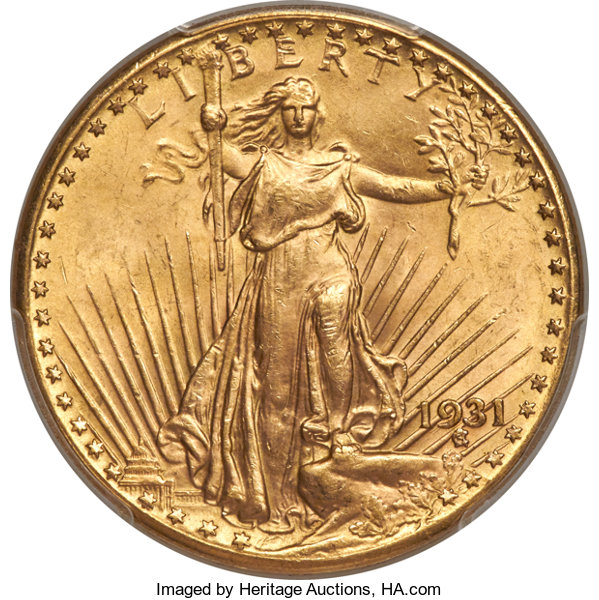 The 1931 is among the scarcest and most sought-after issues in the Saint-Gaudens double eagle