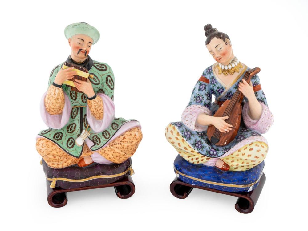 A Pair of Paris Porcelain Chinoiserie Figural Bottles