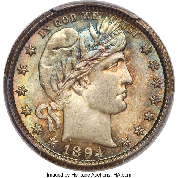 1894-O 25C MS64+ PCGS. CAC.