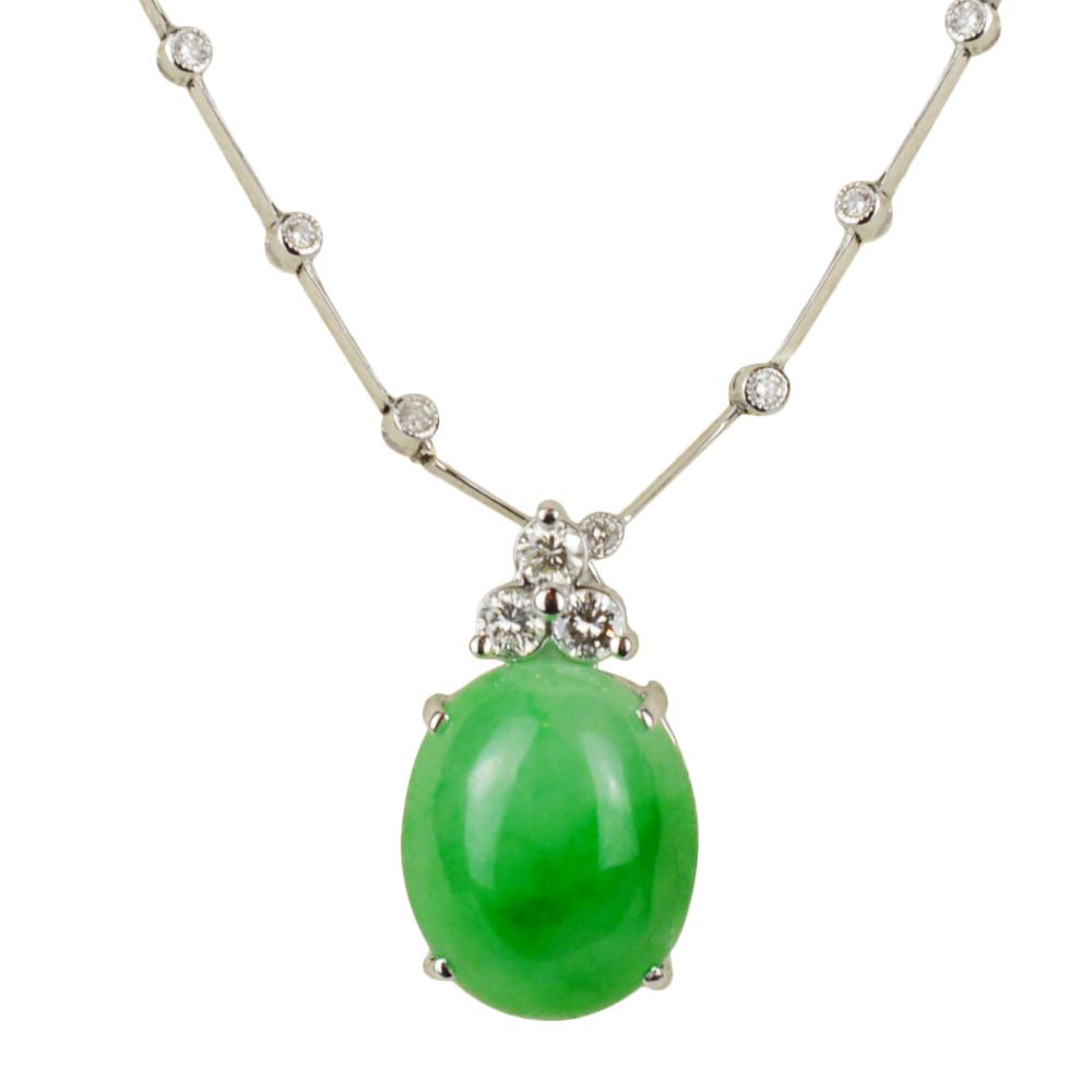 Jadeite with Diamond Pendant and Diamond Necklace