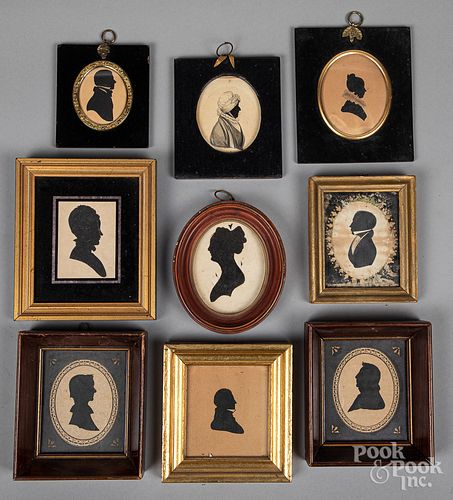 Nine silhouettes, 19th c.