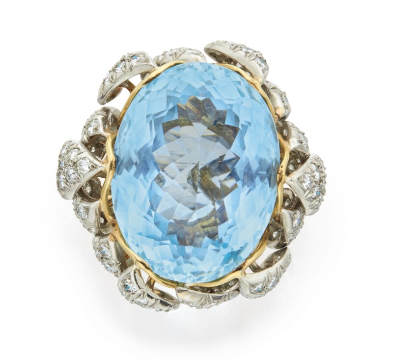 AQUAMARINE AND DIAMOND RING, SCHLUMBERGER FOR TIFFANY & CO.
