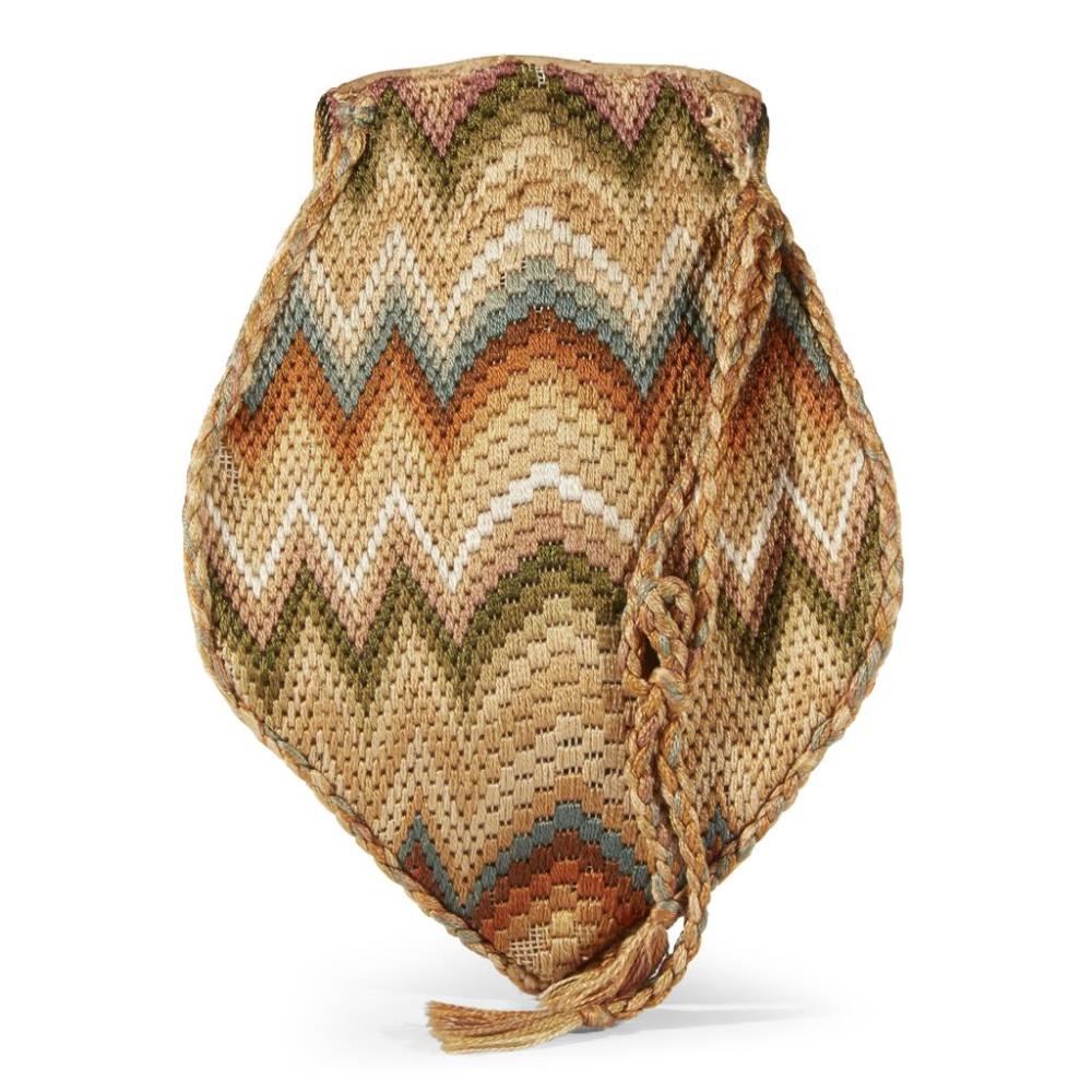 Flamestiched reticule, early 19th century