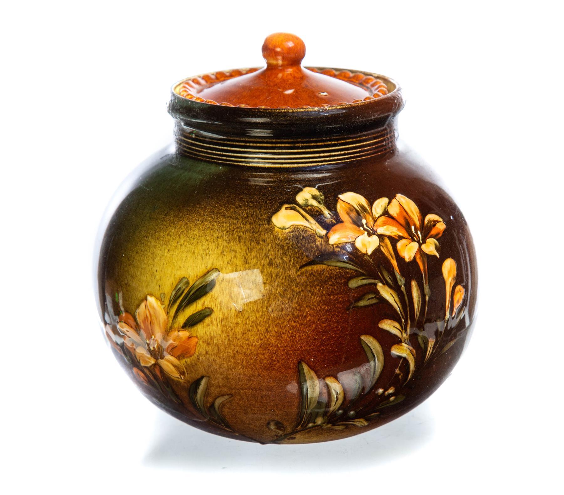 ROOKWOOD LIDDED SCENT JAR; DATED 1888