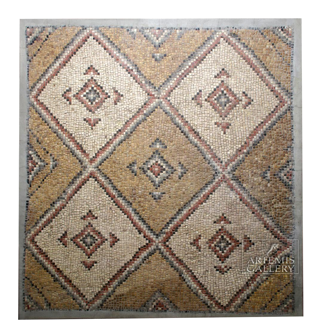 Huge Roman Stone Mosaic Geometric Design