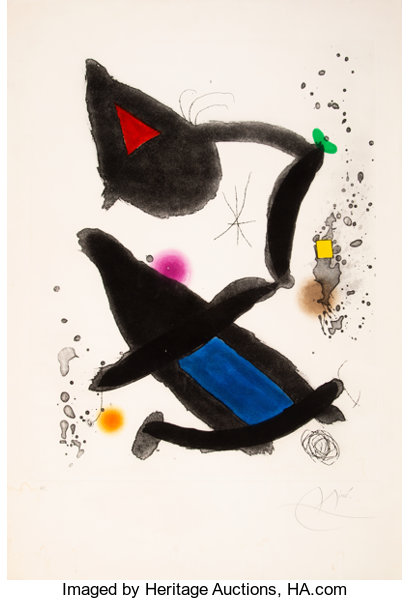 Joan Miró (1893-1983). Le roi david, 1972. Etching and aquatint in colors on wove paper.